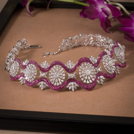 Rosé Wave Diamond Necklace Set