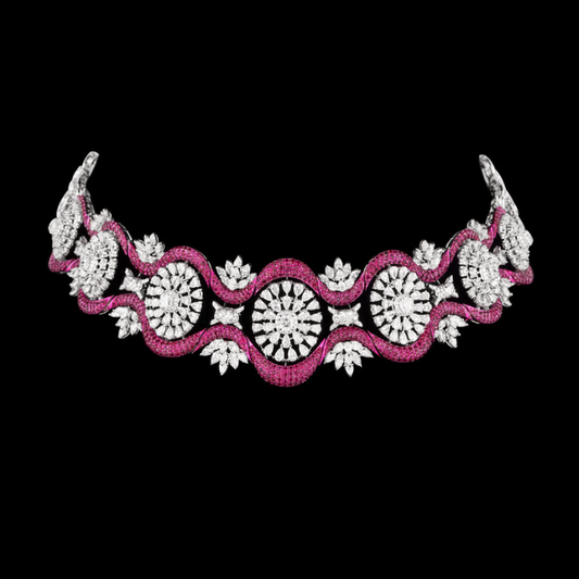 Rosé Wave Diamond Necklace Set