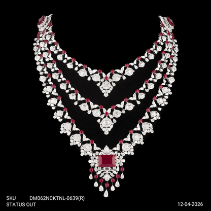 Scarlet Cascade Layered Diamond Necklace Set