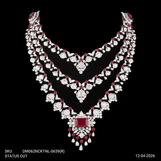 Scarlet Cascade Layered Diamond Necklace Set