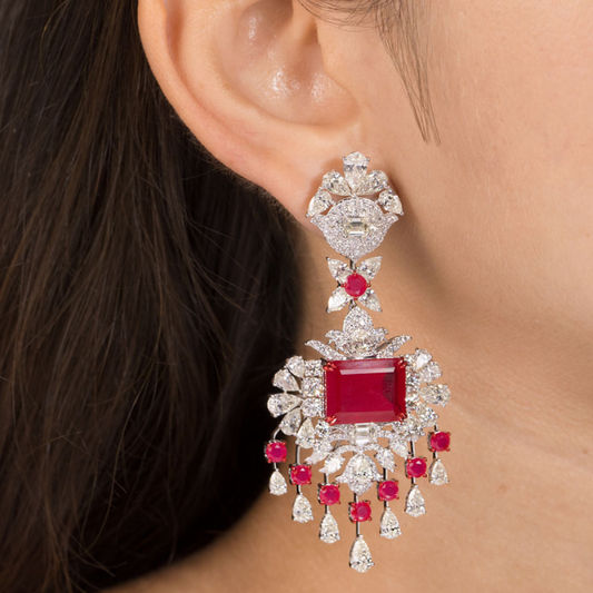 Scarlet Cascade Layered Diamond Necklace Set