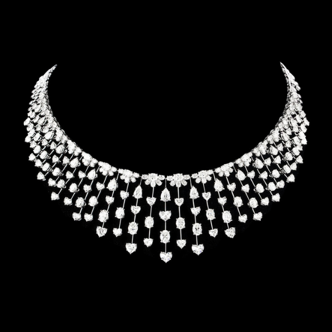 celestial fringe diamond necklace set
