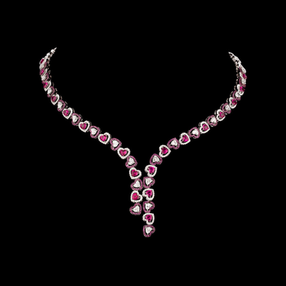 Blush Heart Cascade Diamond Necklace Set