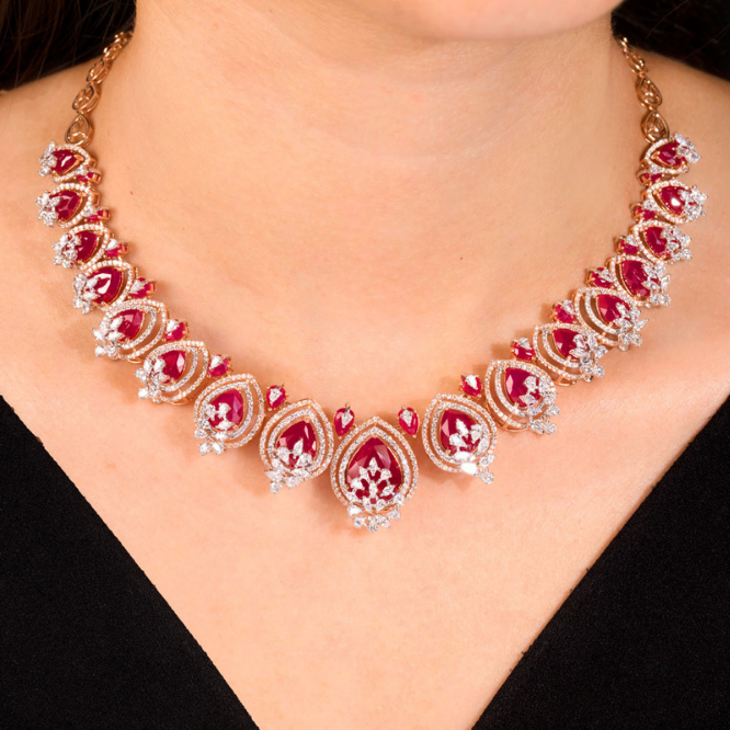 crimson royale diamond necklace set