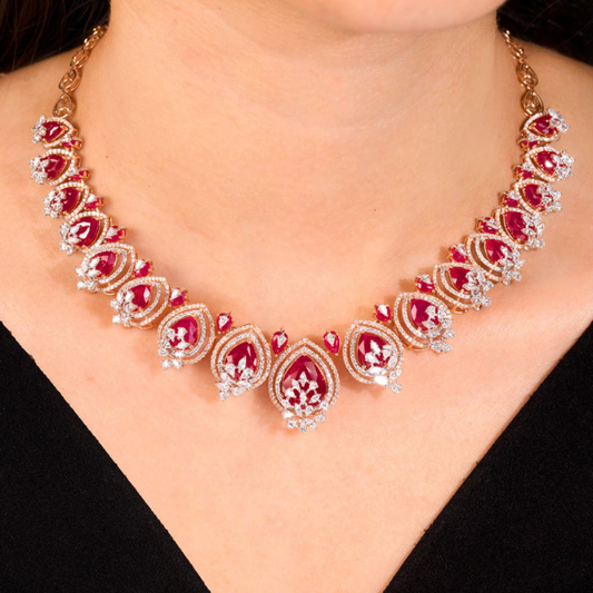Crimson Royale Diamond Necklace Set