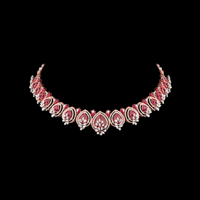 crimson royale diamond necklace set