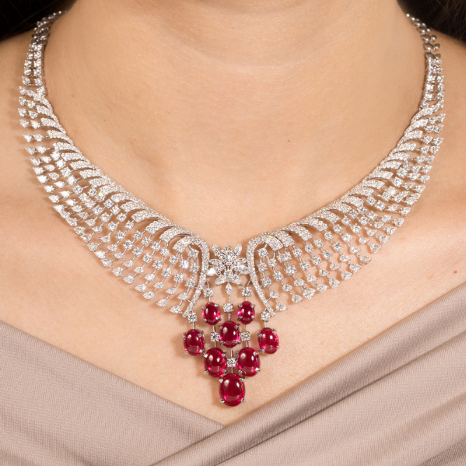 crimson net luxe diamond necklace set