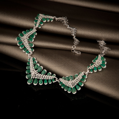 Emerald Vine Diamond Necklace Set