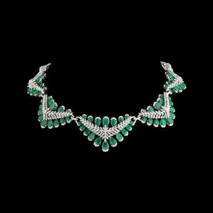 Emerald Vine Diamond Necklace Set