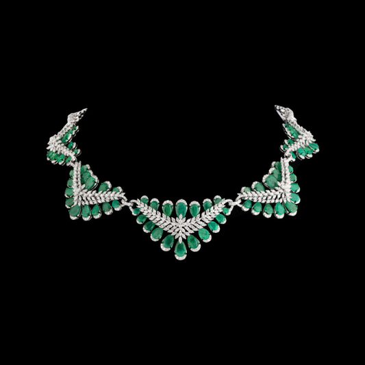 Emerald Vine Diamond Necklace Set