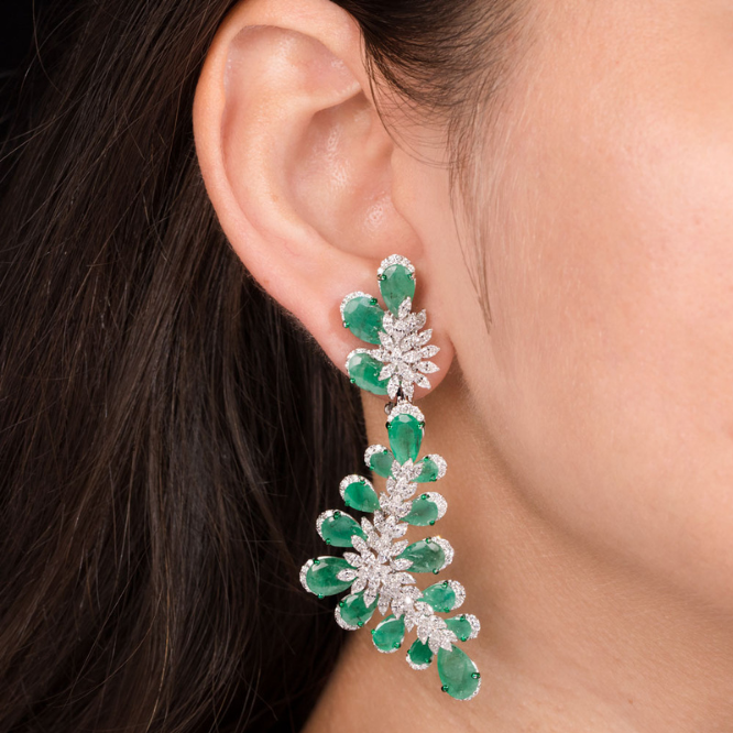 emerald vine diamond necklace set
