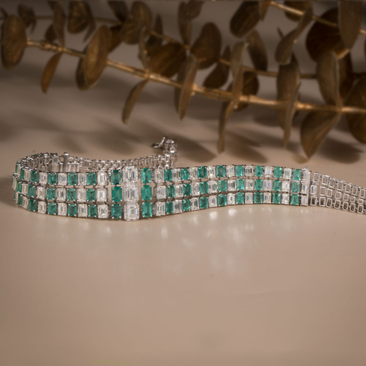 Emerald Grid Diamond Choker Set