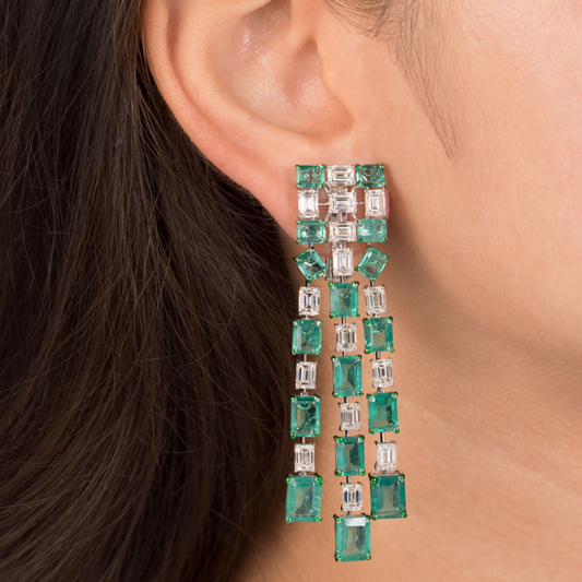 Emerald Grid Diamond Choker Set