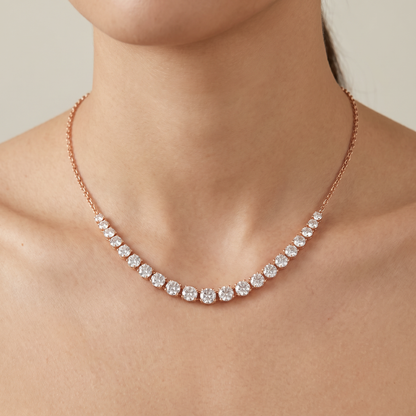Diamond Tennis Necklace | Prong-Set Curved Line Design
