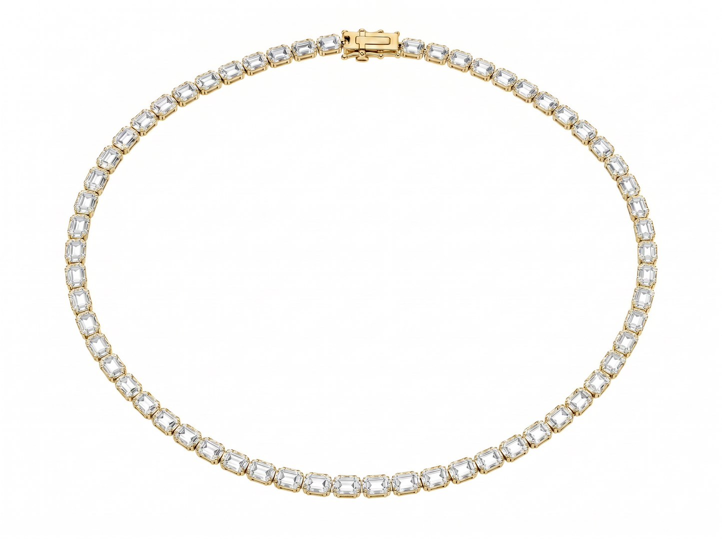 emerald-cut diamond tennis chain men's necklace | linear link design with emerald-cut diamonds