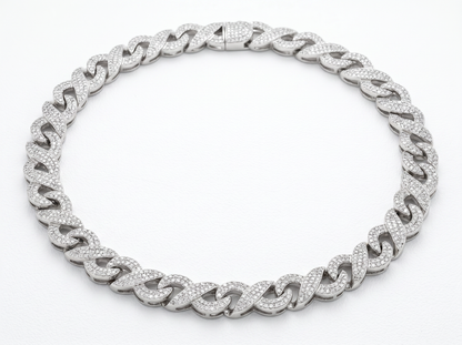 Cuban Link Diamond Chain Necklace | Iced-Out Link Design with Round Brilliant Diamonds