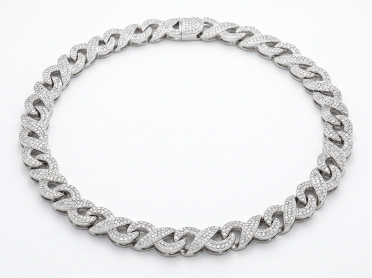 Cuban Link Diamond Chain Necklace | Iced-Out Link Design with Round Brilliant Diamonds