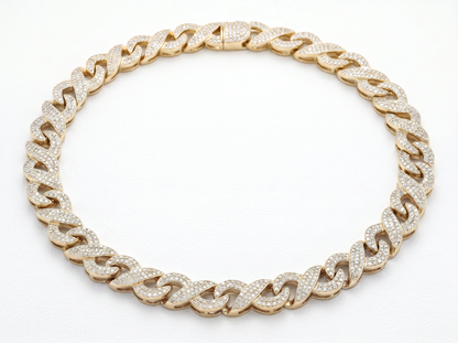 Cuban Link Diamond Chain Necklace | Iced-Out Link Design with Round Brilliant Diamonds