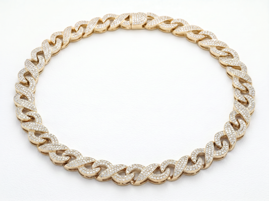 Cuban Link Diamond Chain Necklace | Iced-Out Link Design with Round Brilliant Diamonds