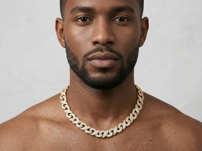 Cuban Link Diamond Chain Necklace | Iced-Out Link Design with Round Brilliant Diamonds