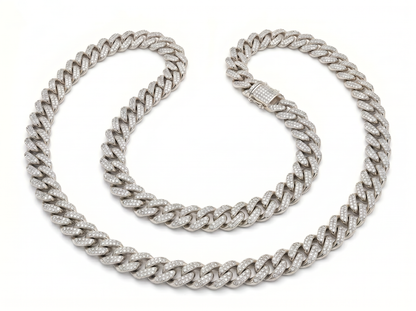 Cuban Link Diamond Chain Necklace | Double Strand Iced-Out Design with Round Brilliant Diamonds