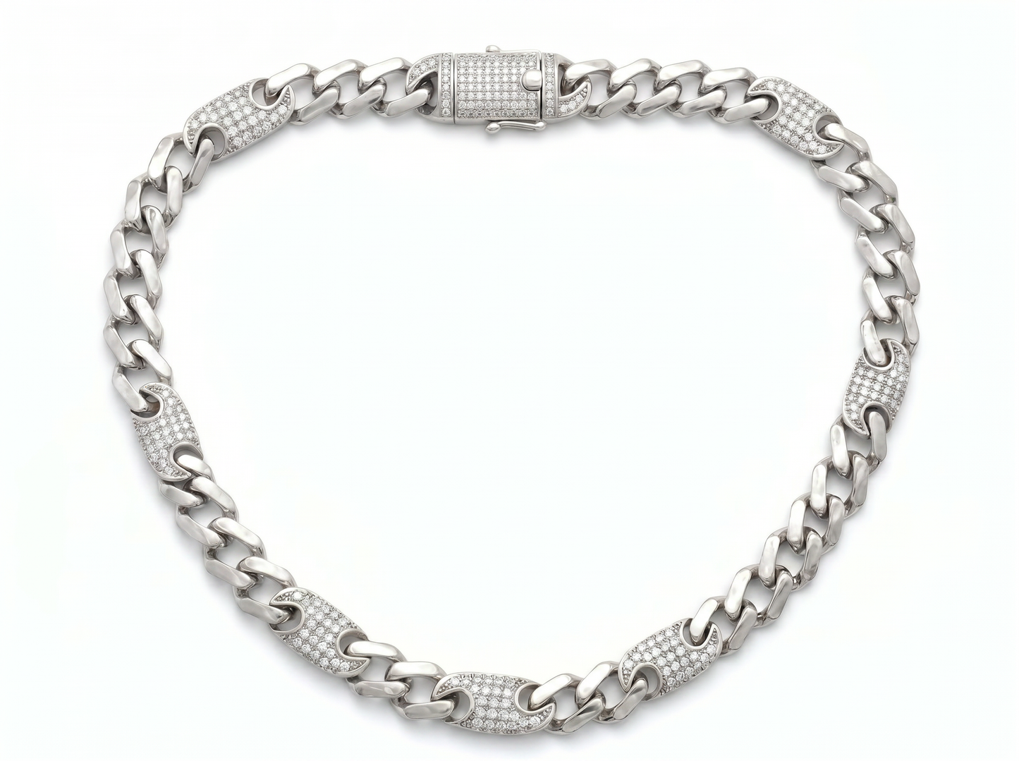 diamond cuban link chain for men | chunky white gold chain with pavé diamond links