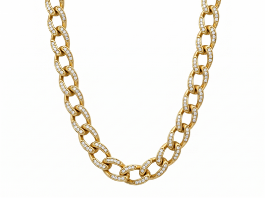 Diamond Oval Link Chain for Men | Pavé Diamond-Set Elongated Link Design