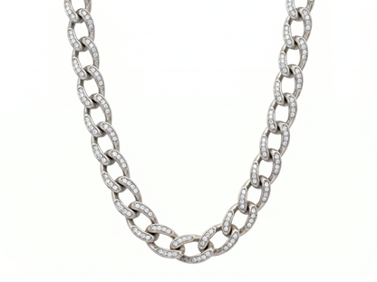 Diamond Oval Link Chain for Men | Pavé Diamond-Set Elongated Link Design