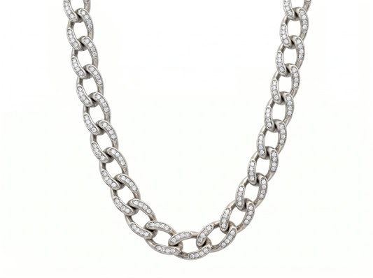 Diamond Oval Link Chain for Men | Pavé Diamond-Set Elongated Link Design