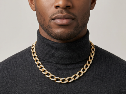 Diamond Oval Link Chain for Men | Pavé Diamond-Set Elongated Link Design