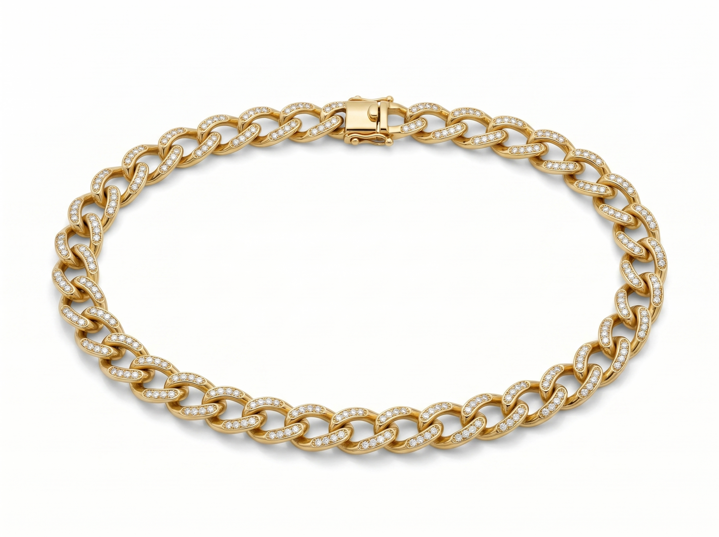 diamond oval link chain for men | pavé diamond-set elongated link design