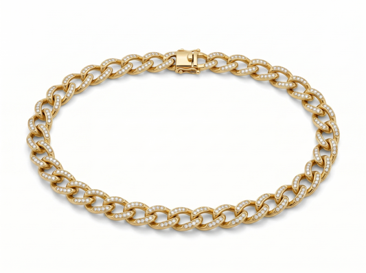 Diamond Oval Link Chain for Men | Pavé Diamond-Set Elongated Link Design