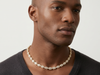 Emerald-Cut Diamond Tennis Necklace for Men | Halo Set Rectangular Diamond Link Design