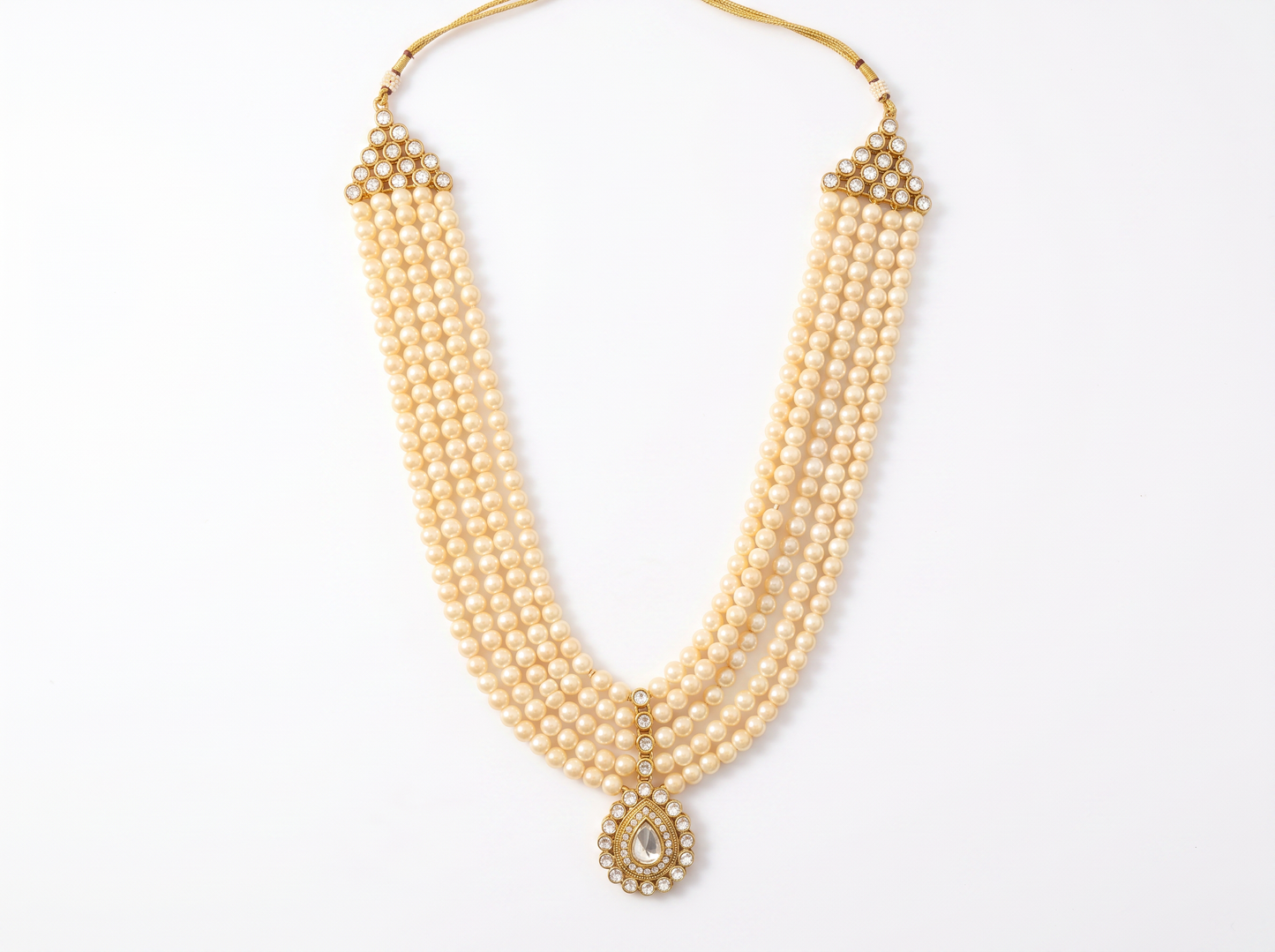 pearl diamond necklace | multi-strand pearl design with diamond pendant