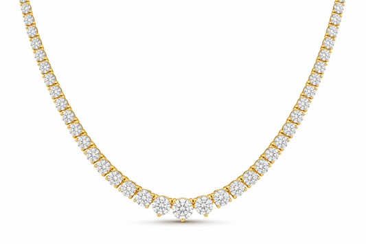Round Diamond Tennis Chain Necklace | Bold Solitaire Design with Round Brilliant Diamonds