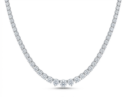 Round Diamond Tennis Chain Necklace | Bold Solitaire Design with Round Brilliant Diamonds