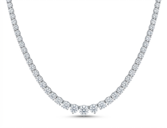 Round Diamond Tennis Chain Necklace | Bold Solitaire Design with Round Brilliant Diamonds