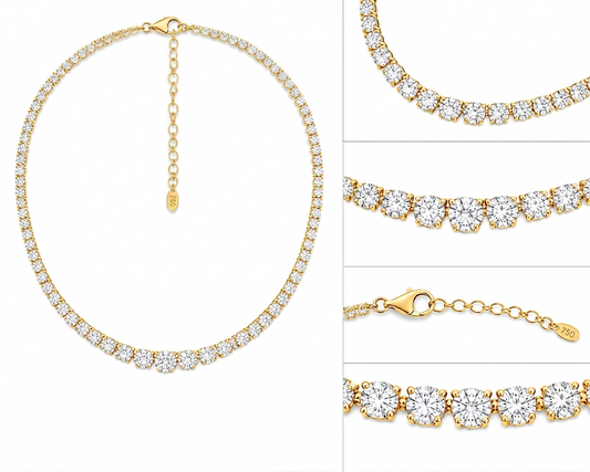 Round Diamond Tennis Chain Necklace | Bold Solitaire Design with Round Brilliant Diamonds