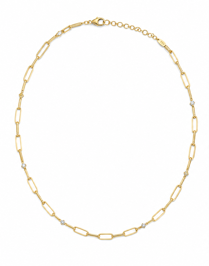 link chain round brilliant diamond necklace | modern minimalist menswear essential
