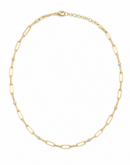 Link Chain Round Brilliant Diamond Necklace | Modern Minimalist Menswear Essential