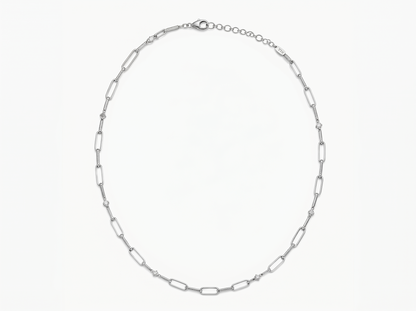 Link Chain Round Brilliant Diamond Necklace | Modern Minimalist Menswear Essential