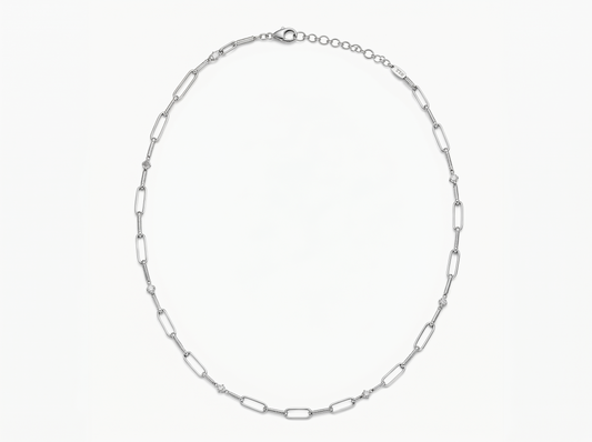 Link Chain Round Brilliant Diamond Necklace | Modern Minimalist Menswear Essential