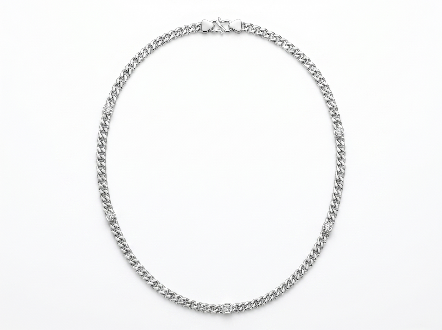 curb chain round brilliant diamond necklace | classic mens statement essential