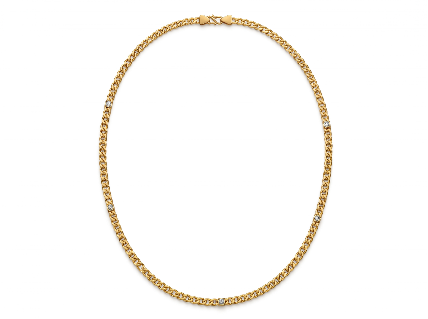 curb chain round brilliant diamond necklace | classic mens statement essential