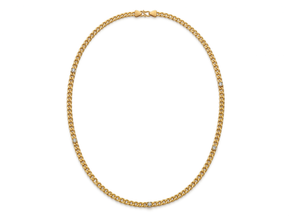 Curb Chain Round Brilliant Diamond Necklace | Classic Mens Statement Essential