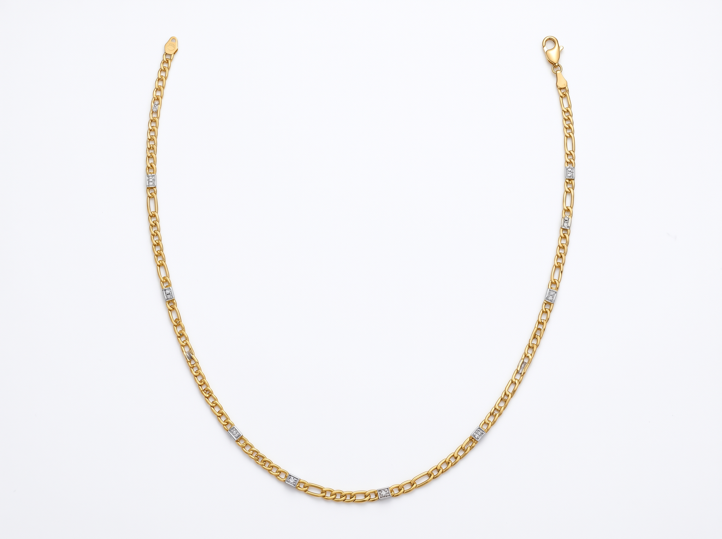 figaro link round brilliant diamond necklace | refined menswear classic