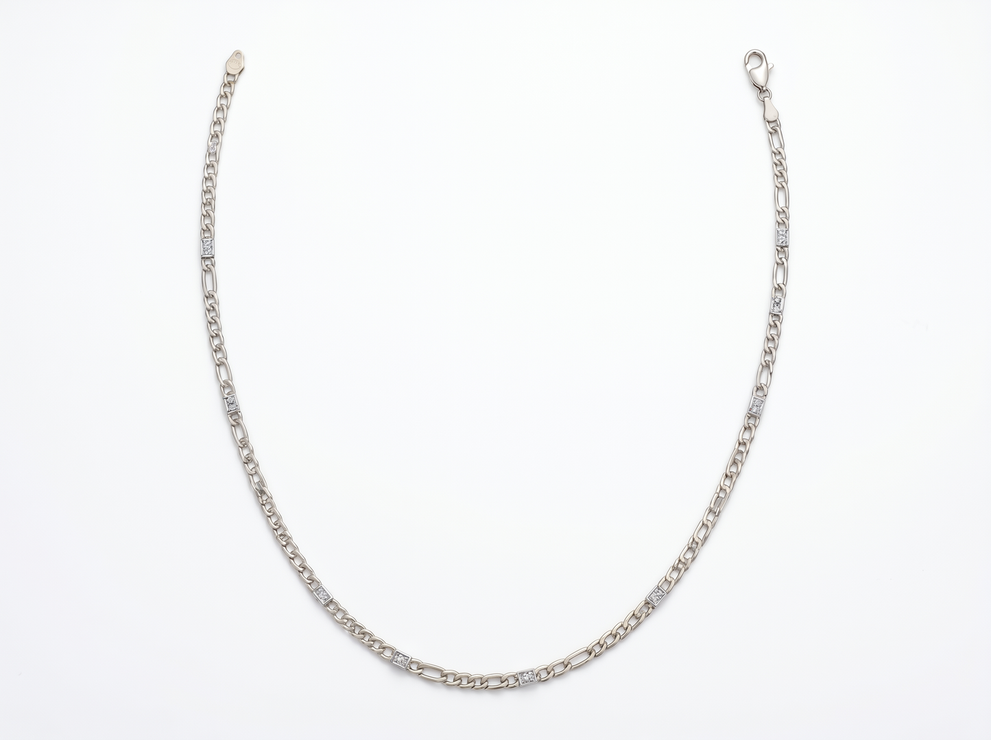figaro link round brilliant diamond necklace | refined menswear classic