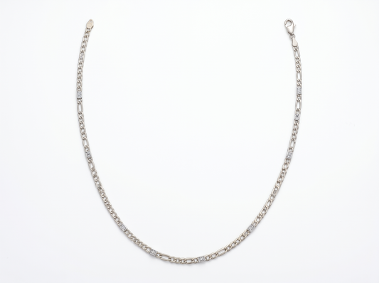 Figaro Link Round Brilliant Diamond Necklace | Refined Menswear Classic