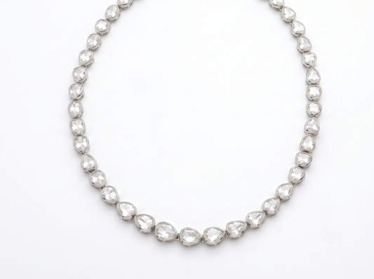Pear-Cut Polki Diamond Necklace | Elegant Minimal Statement Chain