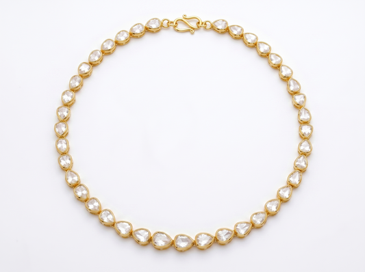 Pear-Cut Polki Diamond Necklace | Elegant Minimal Statement Chain